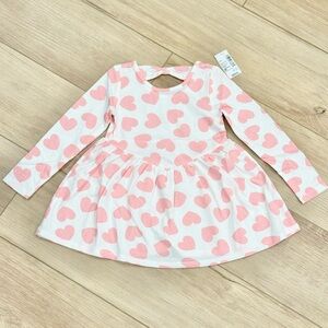 Toddler Girls Heart Bow Back Dress - pink- NWT